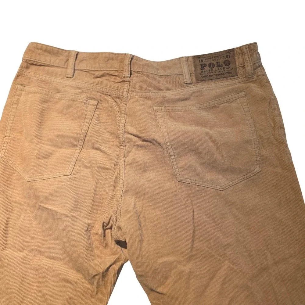 Polo Ralph Lauren Mens Corduroy Pants 38x32 Tan Beige Straight Fit Classic 5pock